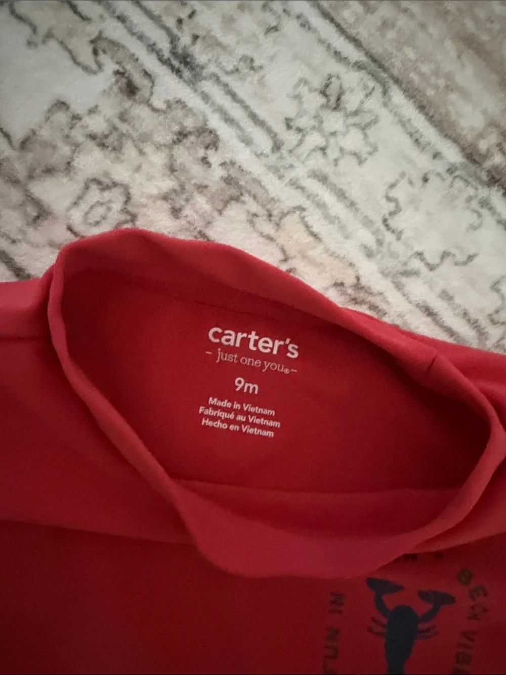 Carters Red Rash Guard Top & Navy Lobster Swim Shorts Set